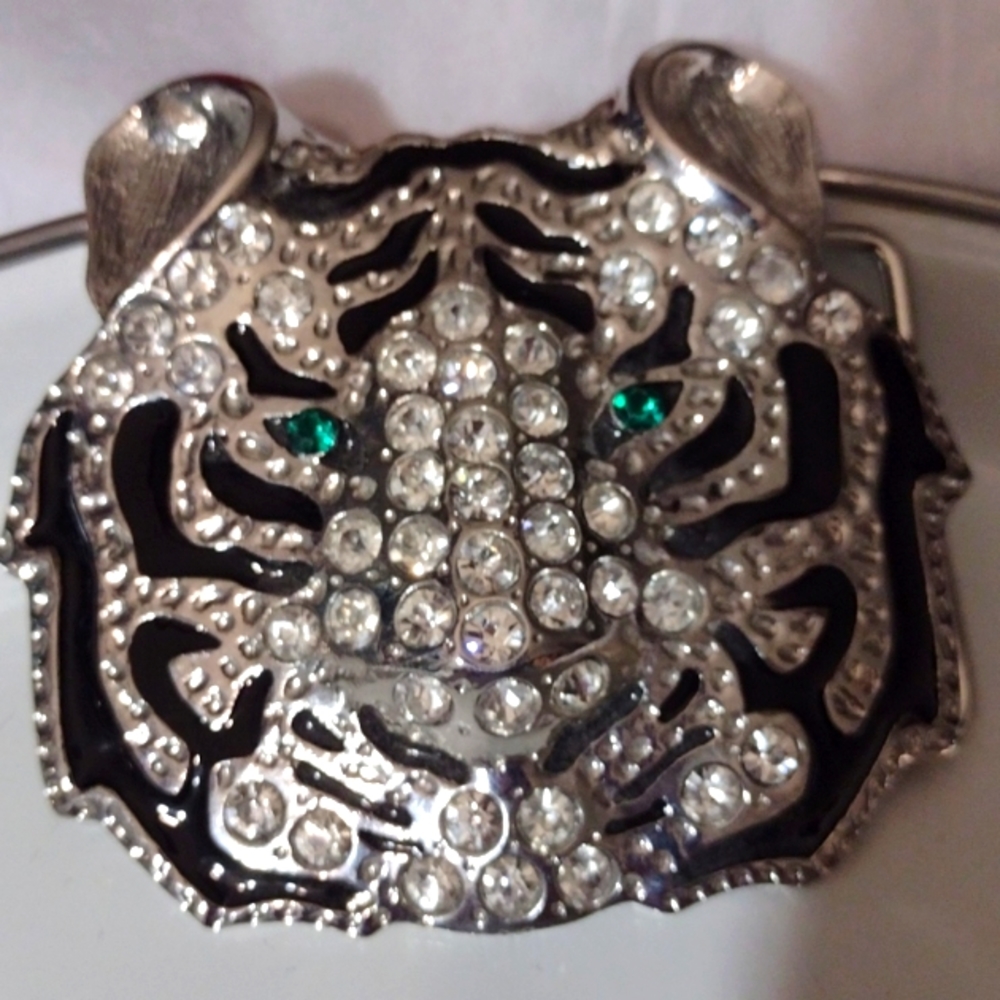 Runway Gem Rhinestone Studded 🐯 Belt Buckle - Picture 7 of 8